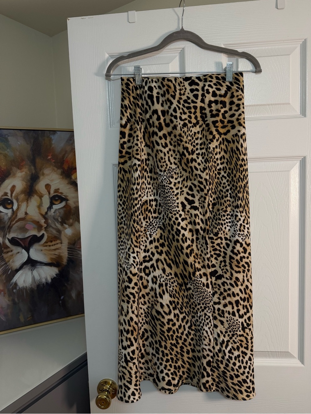 Zara Leopard Print Maxi Skirt - Beige and Black
